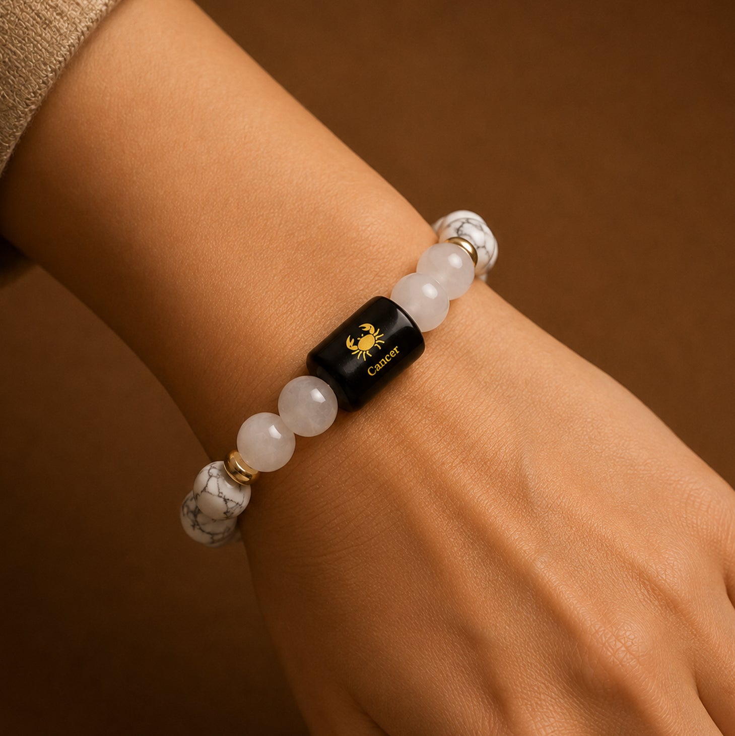 Cancer (कर्क राशि) Zodiac Howlite & Milky Quartz Bracelet