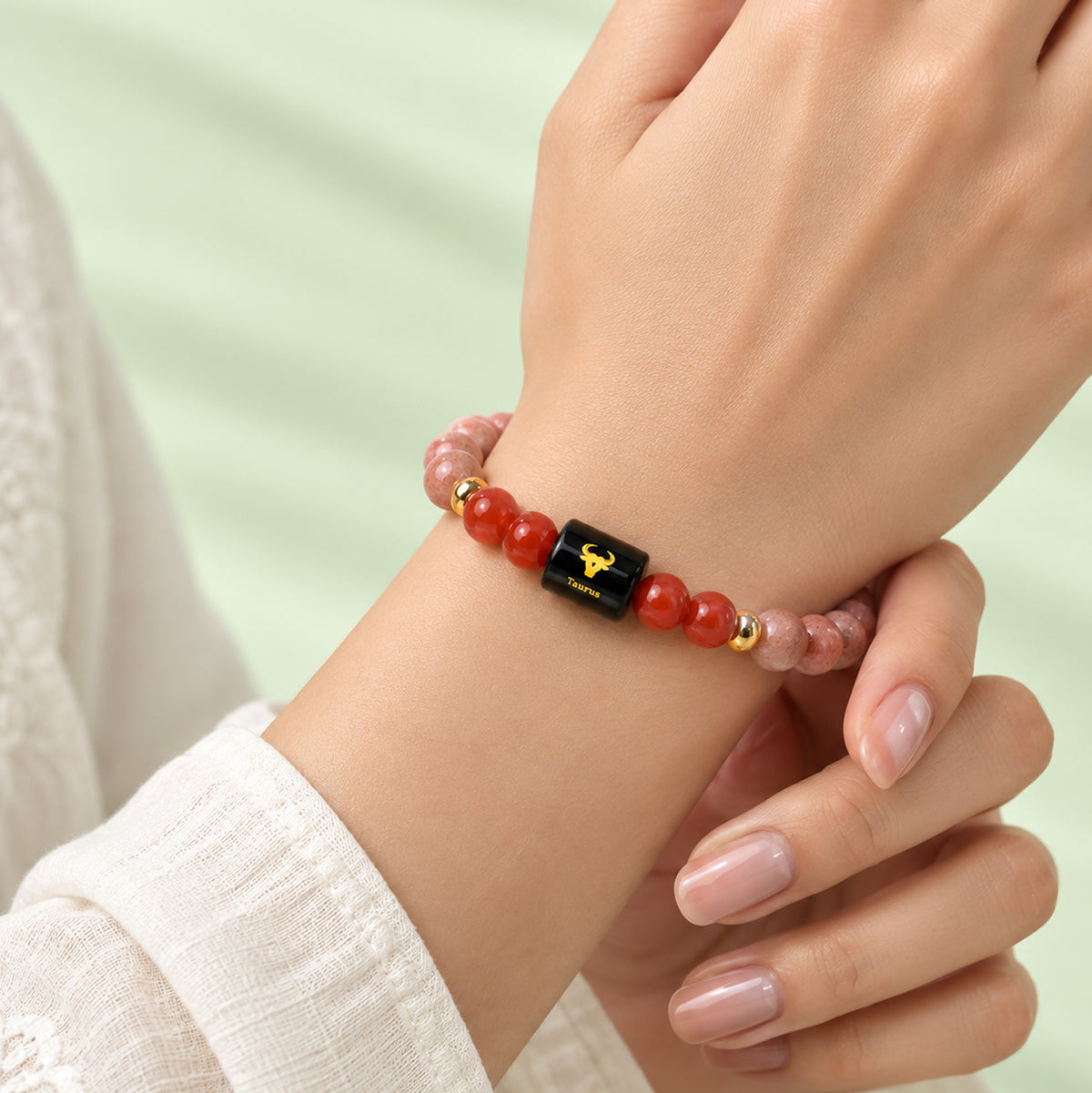 Taurus (वृषभ राशि) Zodiac Sunstone & Carnelian Bracelet