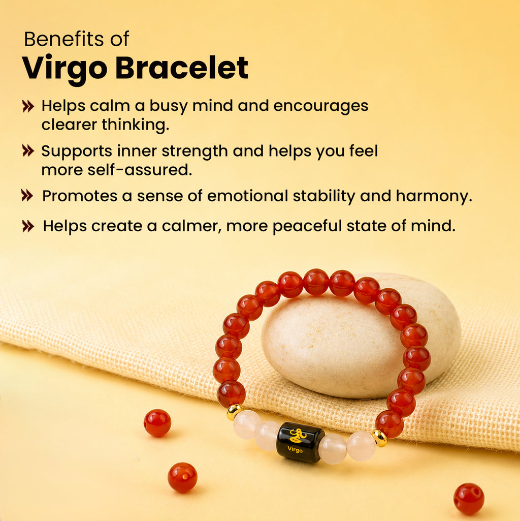 Virgo (कन्या राशि) Zodiac Carnelian & Milky Quartz Bracelet