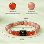 Taurus (वृषभ राशि) Zodiac Sunstone & Carnelian Bracelet