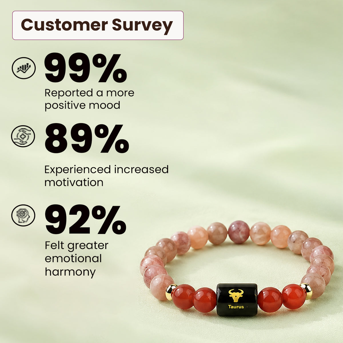 Taurus (वृषभ राशि) Zodiac Sunstone & Carnelian Bracelet
