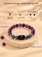 Aquarius (कुंभ राशि) Zodiac Amethyst & Lapis Lazuli Bracelet
