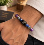 Aquarius (कुंभ राशि) Zodiac Amethyst & Lapis Lazuli Bracelet