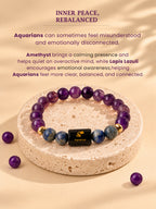 Aquarius (कुंभ राशि) Zodiac Amethyst & Lapis Lazuli Bracelet