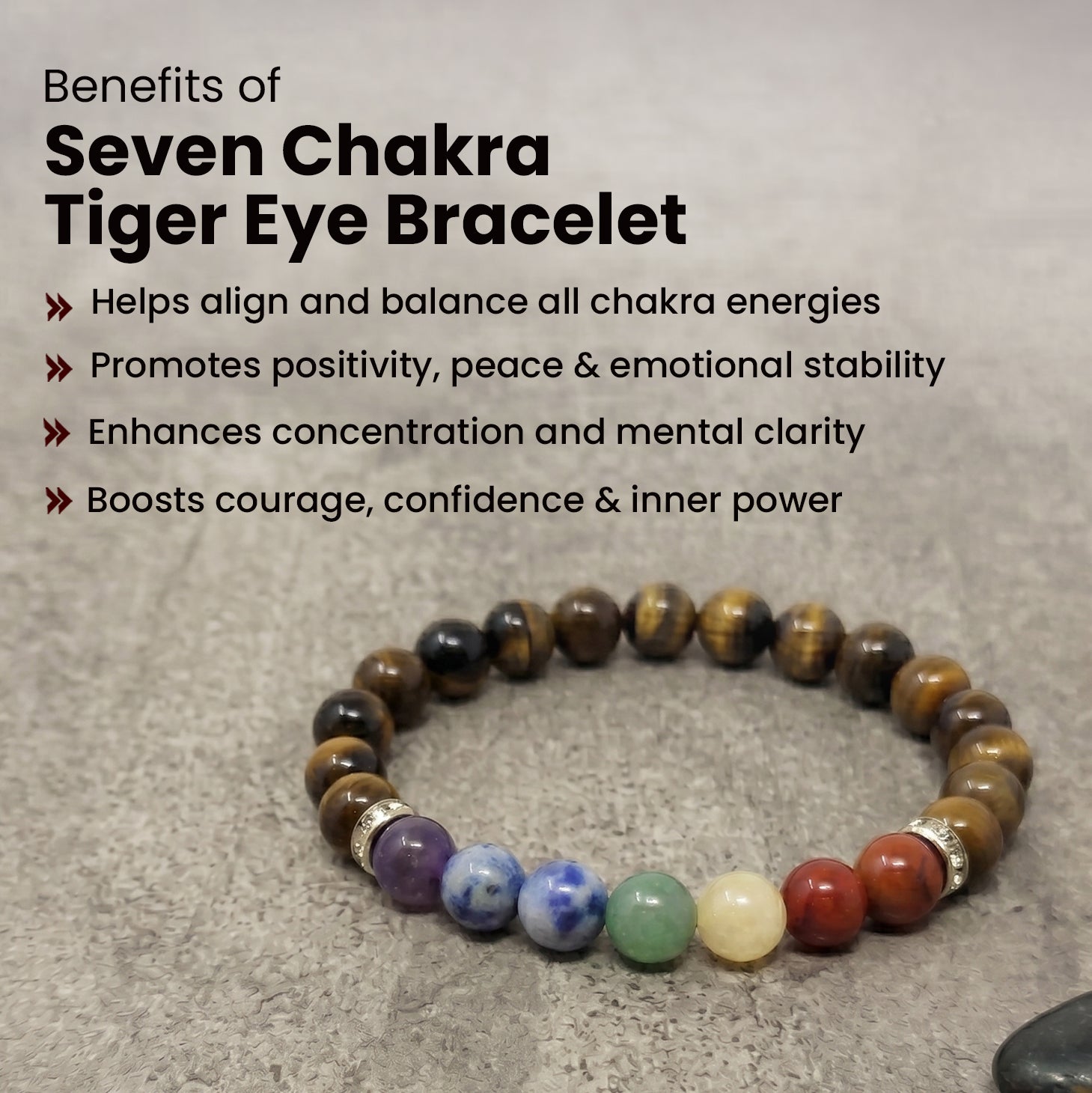 Seven Chakra Tiger Eye Bracelet