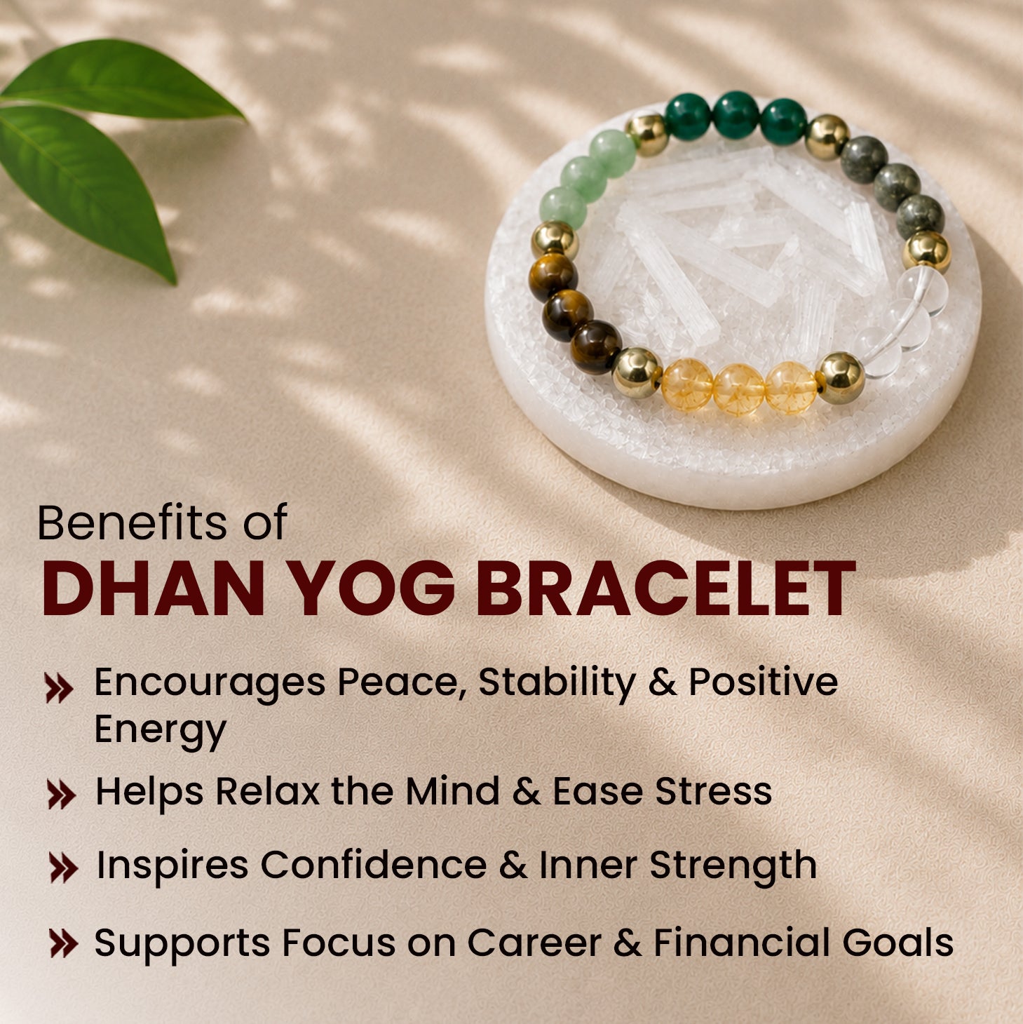 Dhan Yog Bracelet with FREE Raw Selenite Plate