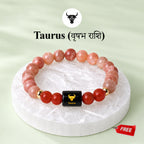 Taurus (वृषभ राशि) Zodiac Sunstone & Carnelian Bracelet