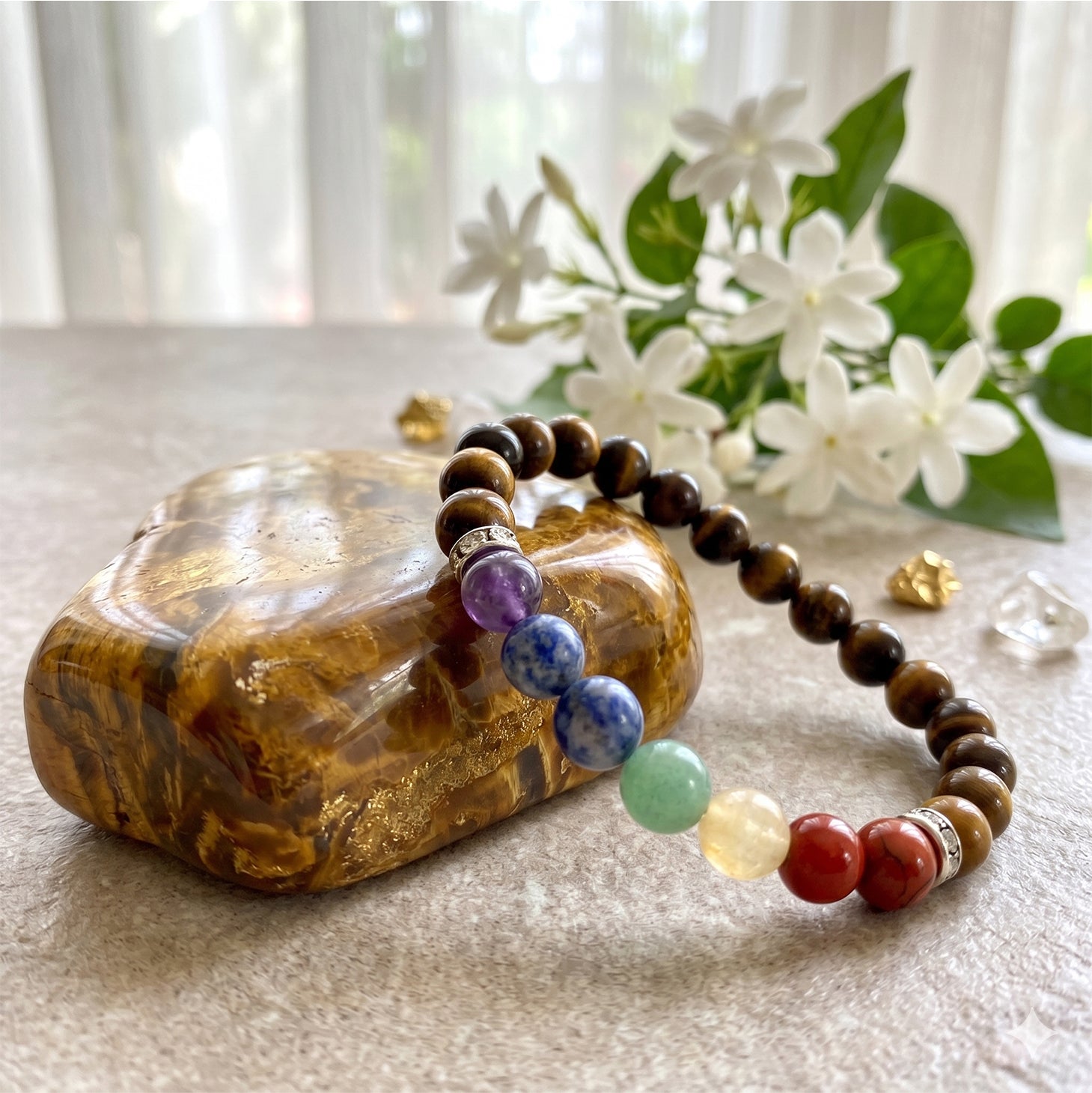 Seven Chakra Tiger Eye Bracelet